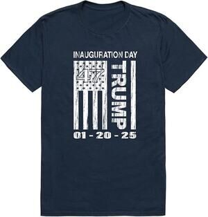 BRAND NEW ~ Trump Inauguration Day Distressed Flag Unisex Blue T-Shirt ~ Medium.